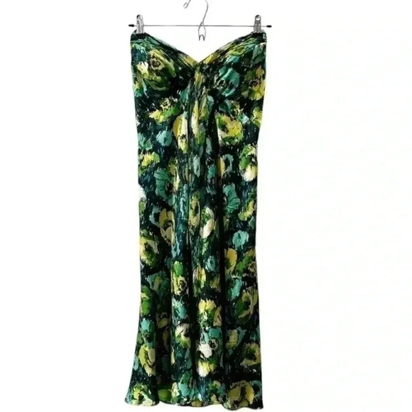 Donna Ricco Silk Halter Dress Flowy A-Line Green Blue Yellow Floral Size 8 - Picture 14 of 15